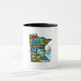 Vibrant Minnesota State Map-Paul Bunyan/Northwoods Tasse