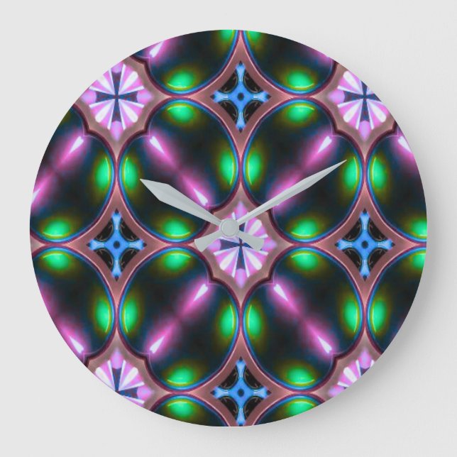 Vibrant Modern Geometric Abstract Große Wanduhr (Vorderseite)