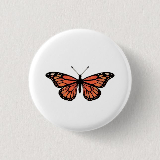 Vibrant Monarch Butterfly Illustration on Light Ba Button (Vorderseite)