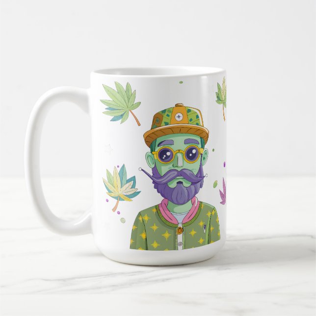 Vibrant Monarch Butterfly Illustration on Light Ba Kaffeetasse (Links)