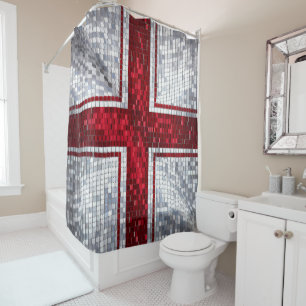 Vibrant Mosaic St. George's Flag verkleidetes Glas Duschvorhang