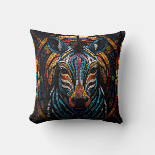 Vibrant Mosaic Zebra Kissen
