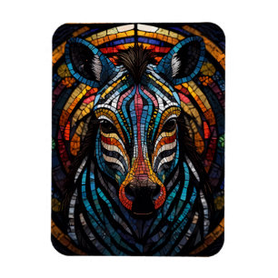 Vibrant Mosaic Zebra Magnet