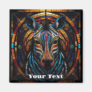 Vibrant Mosaic Zebra Magnet