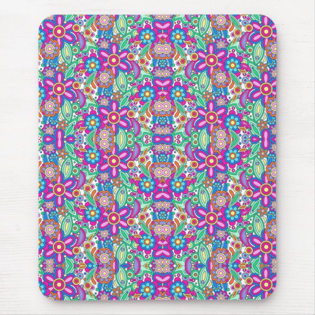 Vibrant mouse pad with a symmetrical floral  mousepad (Vorne)