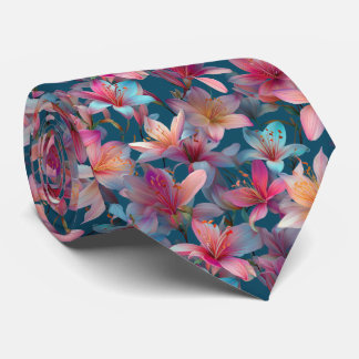 Vibrant Multicolor Lily Floral Pattern Krawatte