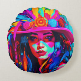 Vibrant Muse Rundes Kissen