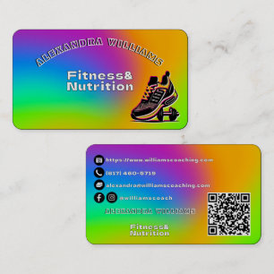 Vibrant Neon Fitness Ernährungs Geschäftskarte  Visitenkarte