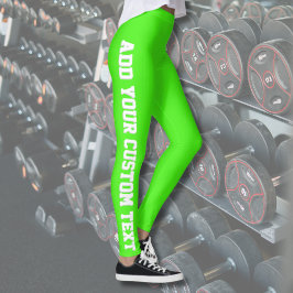 Vibrant Neon Green Custom Text Vertical Leggings