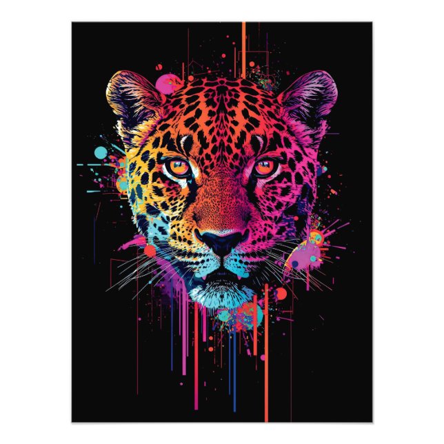 Vibrant Neon Leopard Wall Art Fotodruck (Vorne)