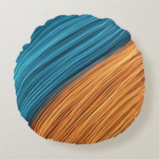 Vibrant Neon Light Strands of Blue and Orange Rundes Kissen