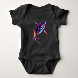 Vibrant Neon Shark Modern Digital Ocean Baby Strampler