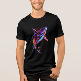 Vibrant Neon Shark Modern Digital Ocean Tri-Blend Shirt