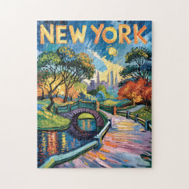 Vibrant New York Central Park USA Van Gogh Style Puzzle