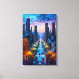 Vibrant Night Cityscape Canvas Print Leinwanddruck