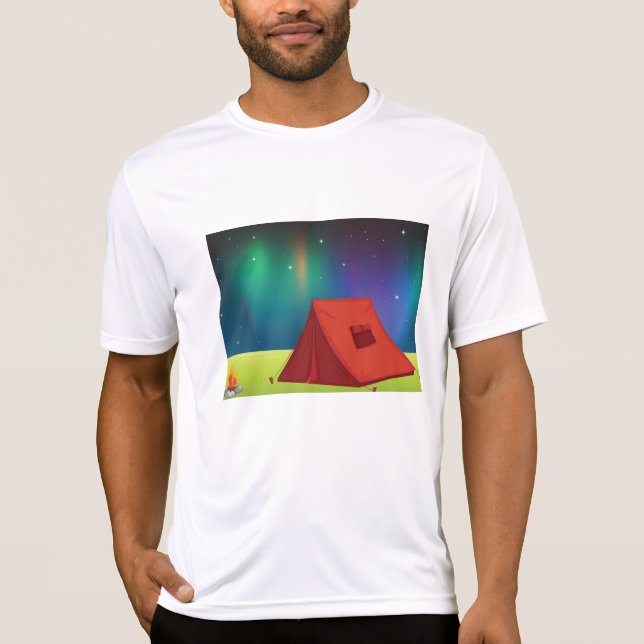 Vibrant Northern Lights Camping Tent Night T-Shirt (Vorderseite)