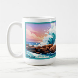 Vibrant Ocean Wave Crashing on Rocky Shore Kaffeetasse