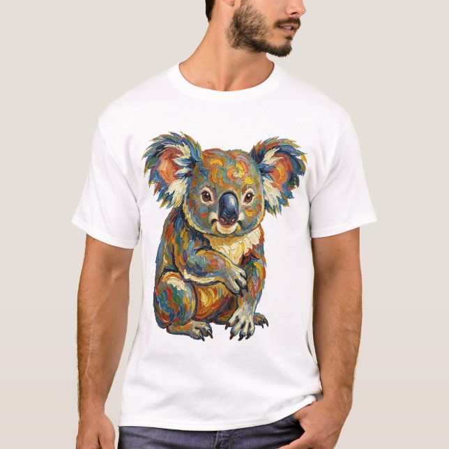 Vibrant Oil Painting Style Colorful Impasto Koala T-Shirt (Vorderseite)