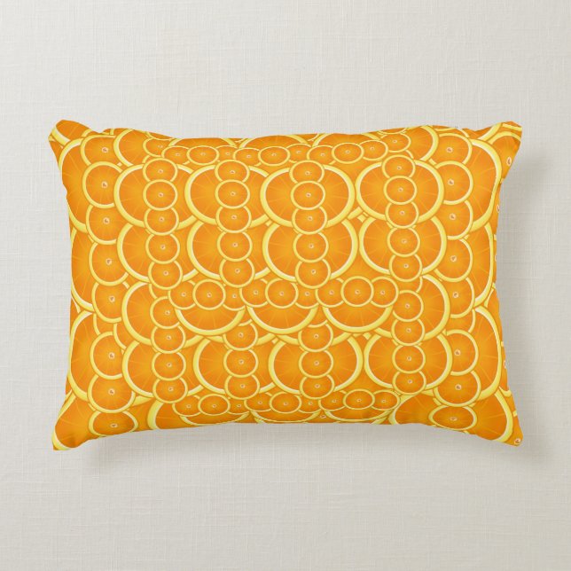 Vibrant Orange Citrus Pattern Design Dekokissen (Vorderseite)