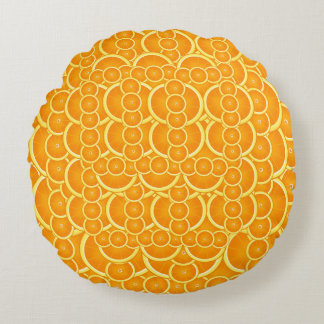 Vibrant Orange Citrus Pattern Design Rundes Kissen