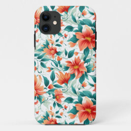 Vibrant Orange Floral Garden Pattern - Elegant Tea Case-Mate iPhone Hülle