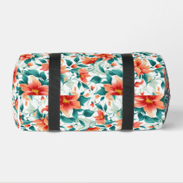 Vibrant Orange Floral Garden Pattern - Elegant Tea Duffle Bag
