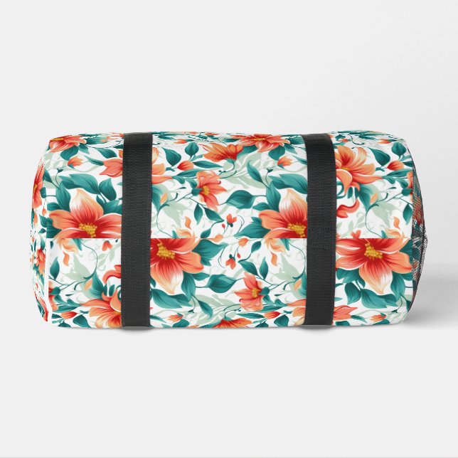 Vibrant Orange Floral Garden Pattern - Elegant Tea Duffle Bag (Unterseite)
