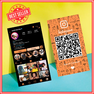 Vibrant Orange Salon Instagram Social QR Visitenkarte