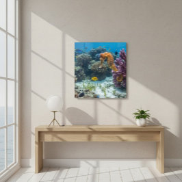 Vibrant Orange Seahorse Acrylic Wall Art Acryl Wandkunst