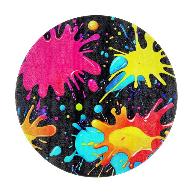 Vibrant Paint Splatter Art Burst Schneidebrett (Vorderseite)