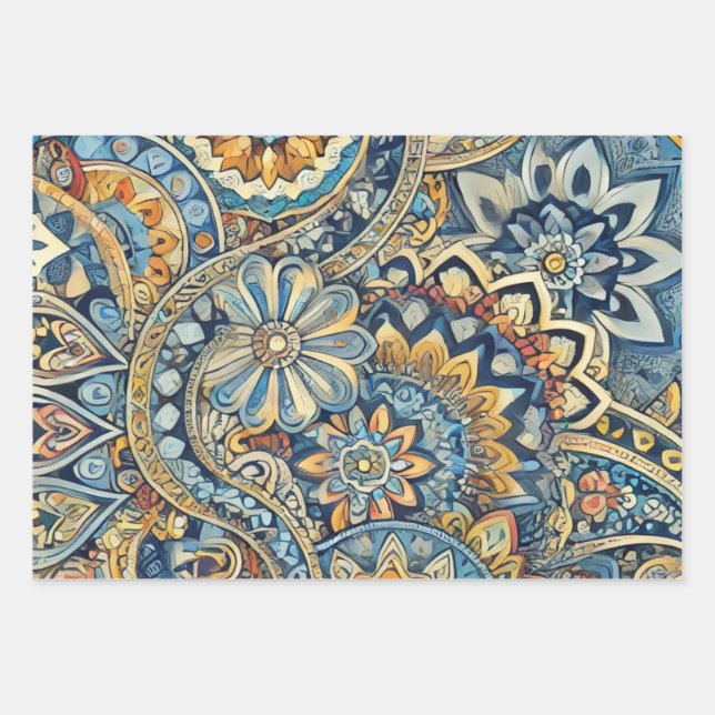 Vibrant Paisley Whirl Geschenkpapier Set (Vorderseite)