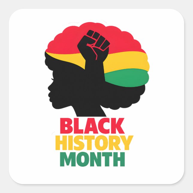 Vibrant Pan African Colors Afro Woman Silhouette  Quadratischer Aufkleber (Vorderseite)