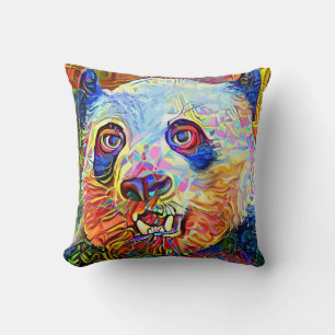 Vibrant Panda Portrait Kissen