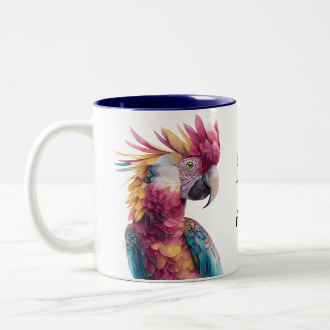 Vibrant Parrot Colourful Tropical Bird Design Zweifarbige Tasse (Links)