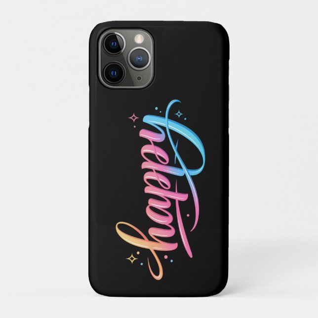 Vibrant Pastel Gradient HAPPY Typography - Modern  Case-Mate iPhone Hülle (Rückseite)