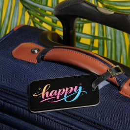 Vibrant Pastel Gradient HAPPY Typography - Modern  Gepäckanhänger