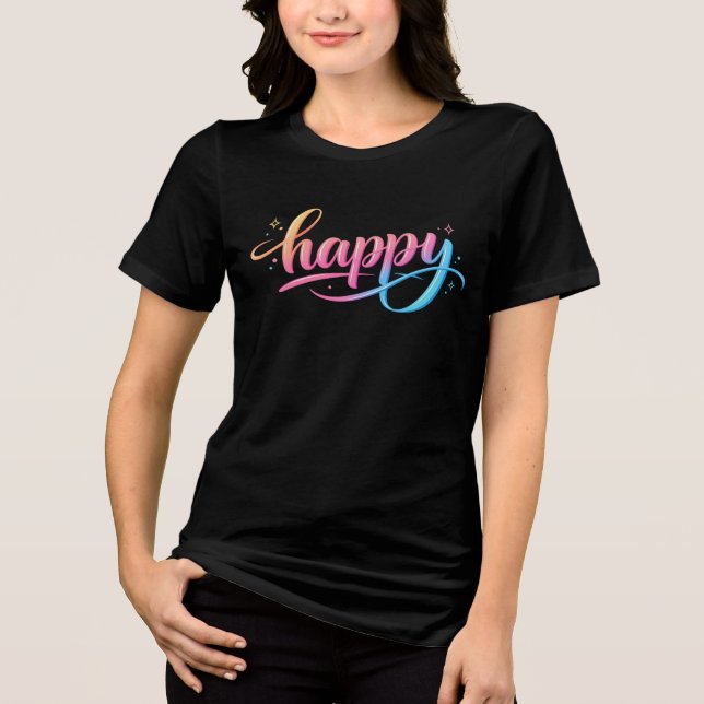 Vibrant Pastel Gradient HAPPY Typography - Modern  Tri-Blend Shirt (Vorderseite)