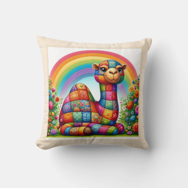 Vibrant Patchwork Camel Kissen (Vorderseite)