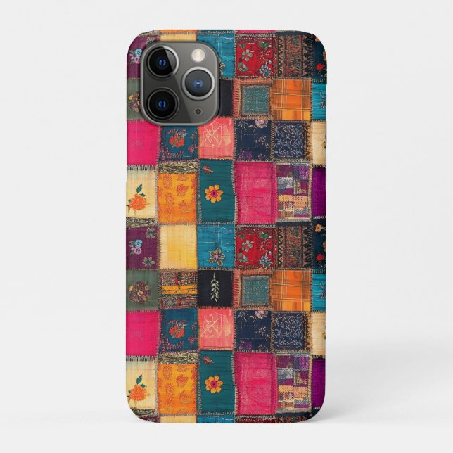 Vibrant Patchwork Quilt with Classic Florals Case-Mate iPhone Hülle (Rückseite)