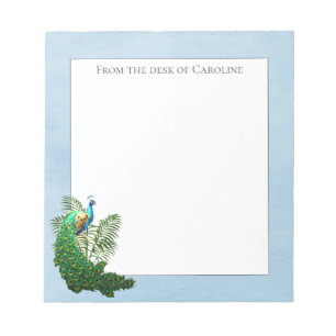 Vibrant Peacock   Blue Notepad Notizblock