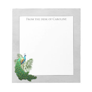 Vibrant Peacock   Grau Notepad Notizblock