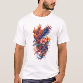 Vibrant Phoenix Floral Art – Colorful Mythical T-Shirt