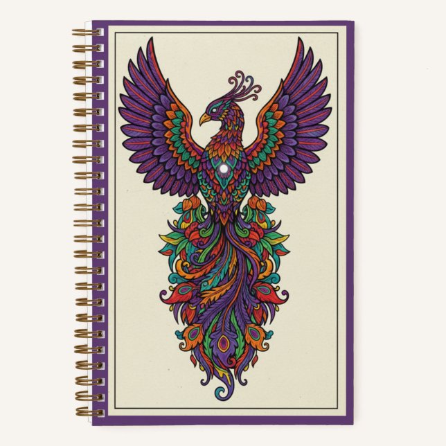 Vibrant Phoenix Rebirth Zentangle Nooracle Journal Notizbuch (Vorderseite)