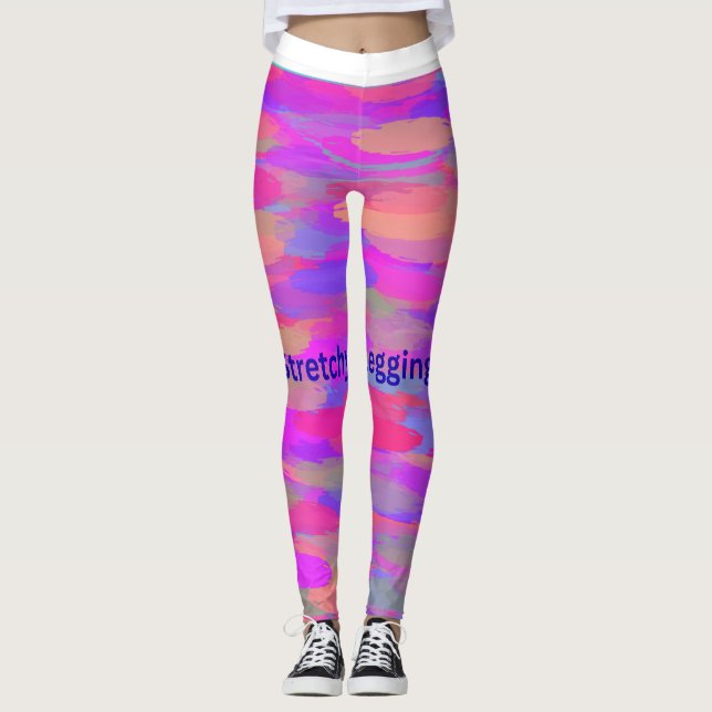Vibrant Pink Abstract Camo Leggings (Vorderseite)
