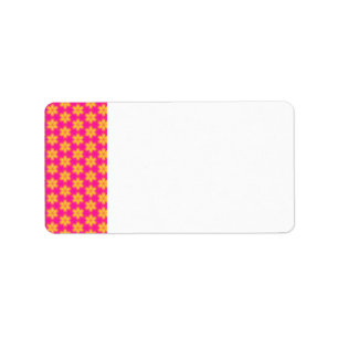 Vibrant Pink and Yellow Floral Abstract Pattern Adressaufkleber