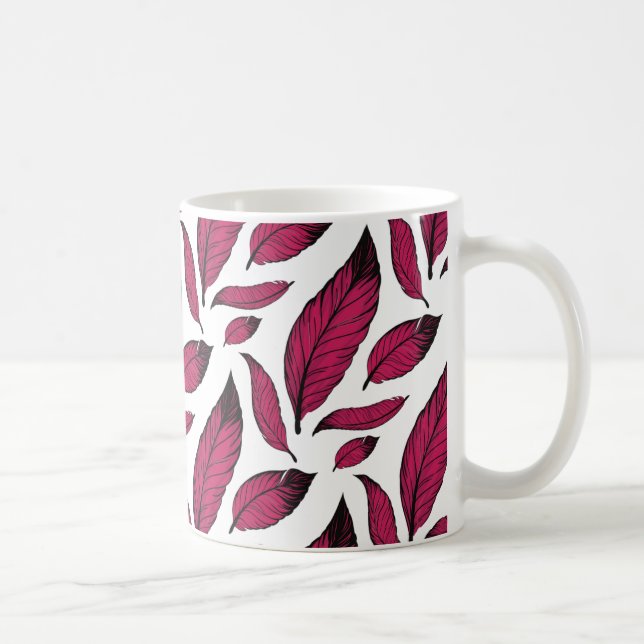 Vibrant Pink Feather Pattern Kaffeetasse (Rechts)