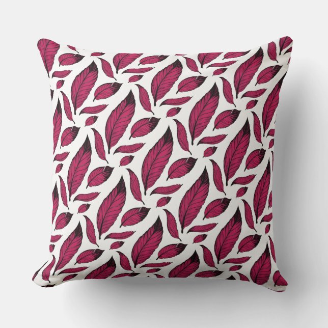 Vibrant Pink Feather Pattern Kissen (Vorderseite)