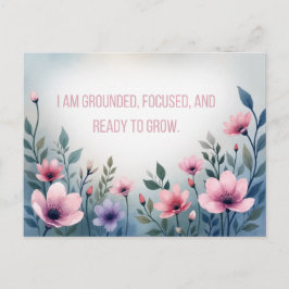 Vibrant Pink Floral Embracing Growth Affirmation Postkarte