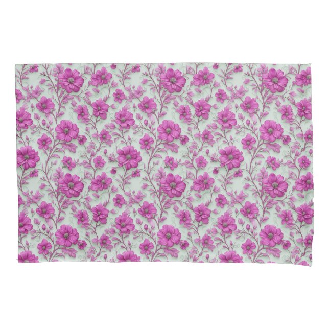 Vibrant Pink Floral Pattern With Magenta Flowers Kissenbezug (Vorderseite)