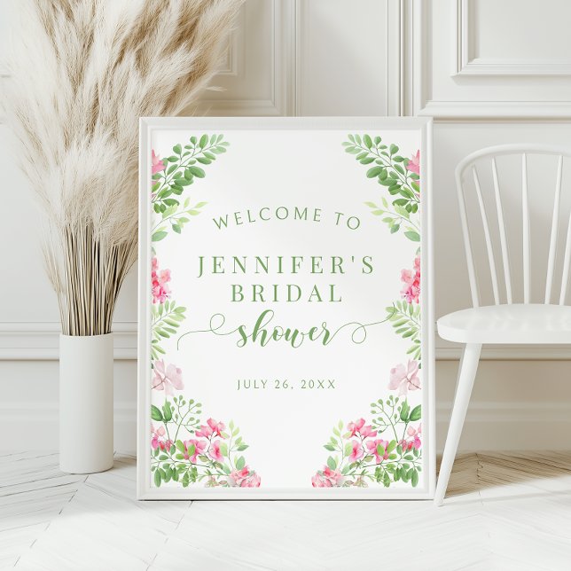 Vibrant Pink Flower Bridal Shower Welcome Sign Poster (Von Creator hochgeladen)